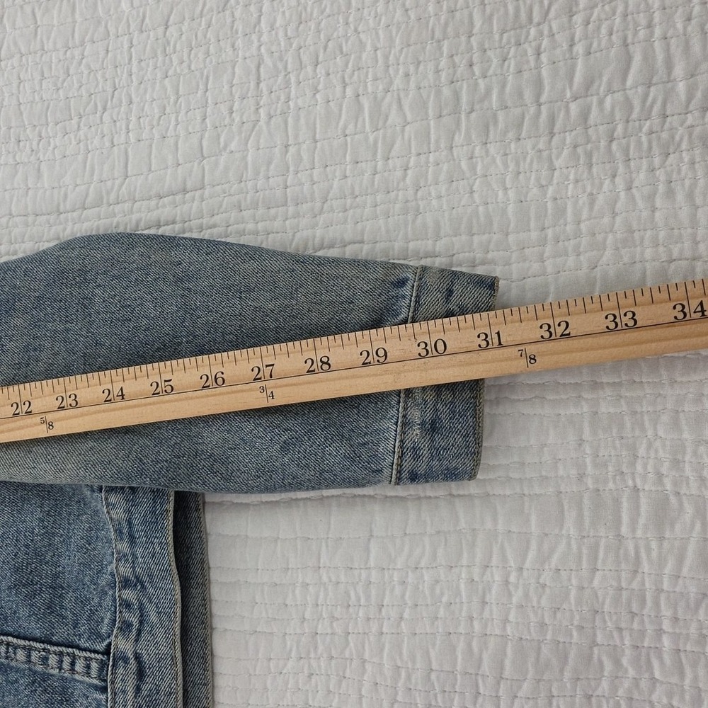 Vigoss Denim Biker Jacket Women's S Med Wash Distressed All Cotton J11880A EUC - Picture 11 of 14